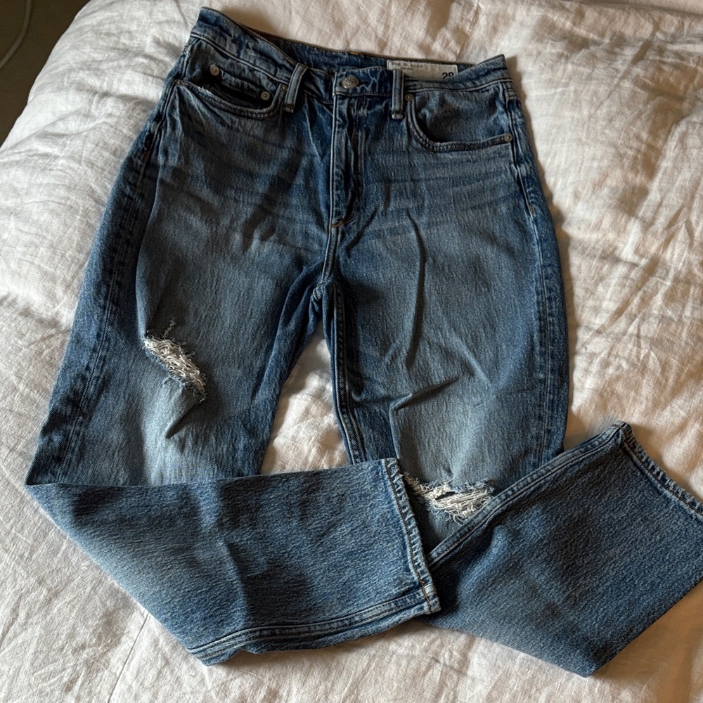 rag & bone High Rise Blue Distressed Jeans